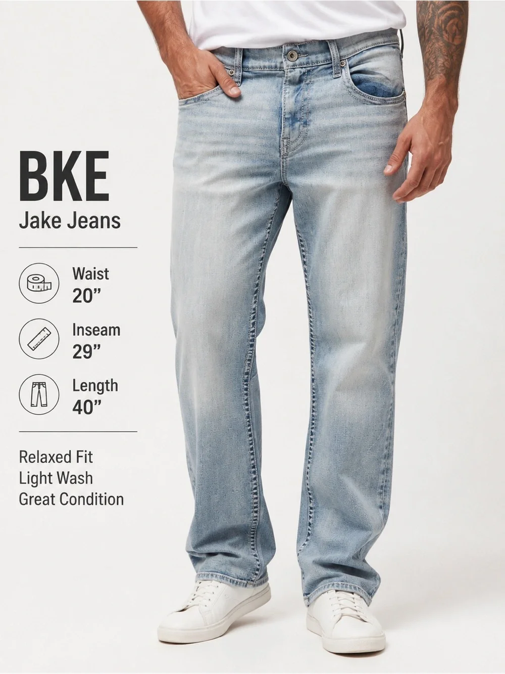 BKE Jake Relaxed Fit Jeans in Light Blue Wash